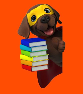 Üç boyutlu eğlenceli Labrador Retriever çizgi filmi.