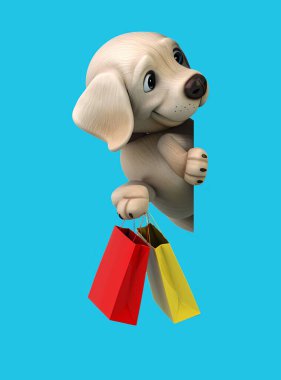 Eğlenceli 3D karikatür beyaz Labrador av köpeği çantalı. 