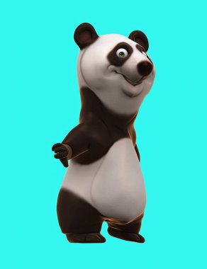 Fun 3D cartoon panda with thumb down clipart