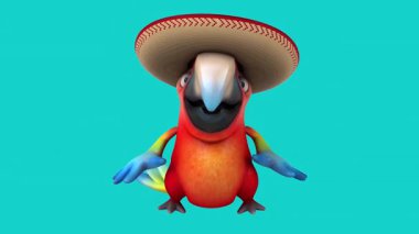 Şapkalı komik papağan, merhaba diyor. 