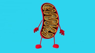 Komik 3D çizgi film Mitokondria çizgi film karakteri konuşuyor 