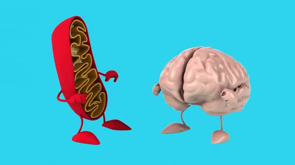 Cartoon funny and silly human organs dancing on blue background