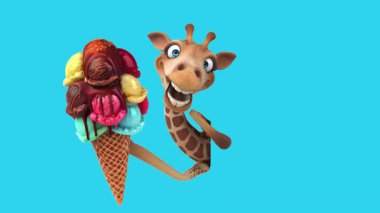 Dondurmalı 3 boyutlu komik zürafa. 