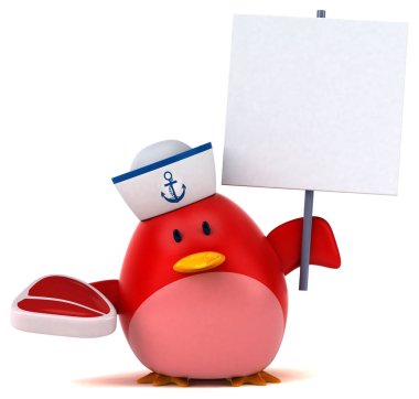 Et tutan kırmızı kuş - 3D Görüntü