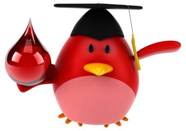 Kırmızı kuş düşüşü - 3D Görüntü