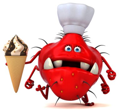 Dondurma tutan eğlence mikrobu - 3D İllüstrasyon