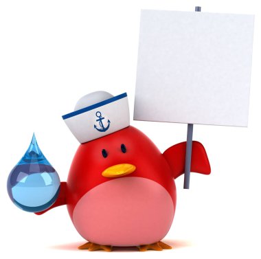 Kırmızı kuş düşüşü - 3D Görüntü