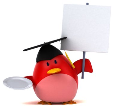 Kırmızı kuş plakası - 3D Görüntü