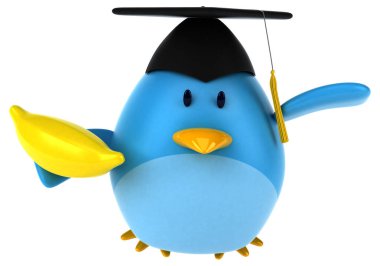 Muz tutan mavi kuş - 3D Görüntü