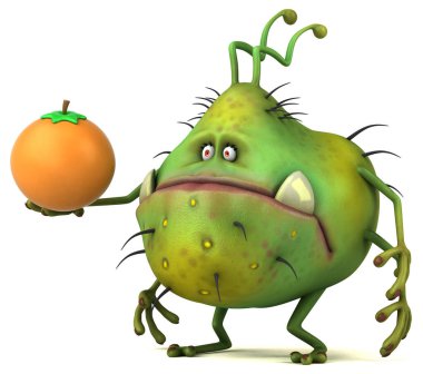 Turuncu renkli eğlence mikrobu - 3D Görüntü