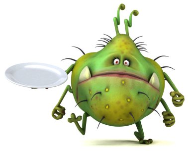 Eğlence mikrobu tabağı - 3D İllüstrasyon