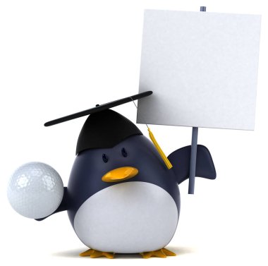 Top tutan eğlenceli penguen - 3D İllüstrasyon