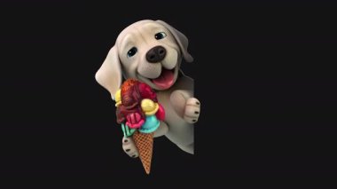 Dondurmalı üç boyutlu komik labrador. 