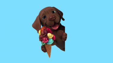 Dondurmalı üç boyutlu komik labrador. 