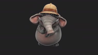 Eğlenceli 3D çizgi film karakteri safari fili el çırpıyor. 