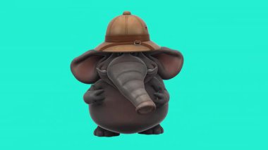Eğlenceli 3D çizgi film karakteri safari fili konuşuyor. 