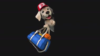 Spor çantalı eğlenceli üç boyutlu çizgi film karakteri Labrador 