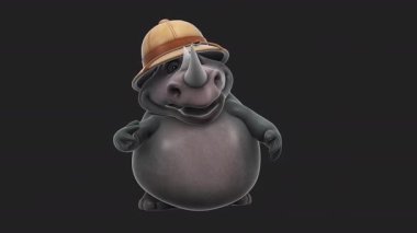 Eğlenceli 3D çizgi film karakteri safari gergedanı konuşuyor. 