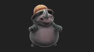 Eğlenceli 3D çizgi film karakteri safari gergedanı konuşuyor. 