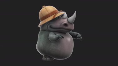 Eğlenceli 3D çizgi film karakteri safari gergedanı konuşuyor. 