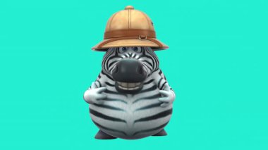 Eğlenceli 3D çizgi film karakteri safari zebrası konuşuyor. 