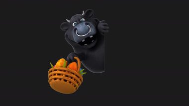 Paskalya yumurtalı çizgi film karakteri inek - 3 boyutlu animasyon 