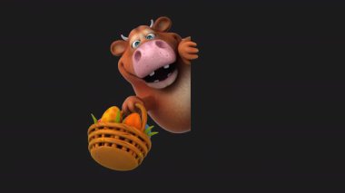 Paskalya yumurtalı 3 boyutlu komik karikatür boğası