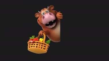Eğlenceli 3 boyutlu çizgi film karakteri meyveli inek