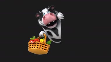 Eğlenceli 3 boyutlu çizgi film karakteri meyveli inek