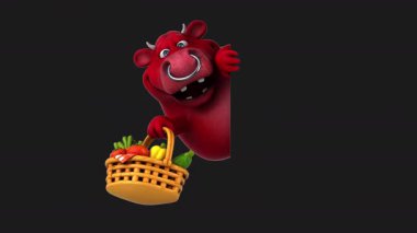 sebzeli çizgi film karakteri boğa - 3 boyutlu animasyon 