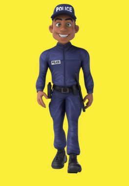 Eğlenceli 3D karikatür polis karakteri