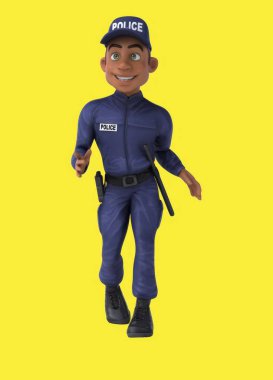 Eğlenceli 3D karikatür polis karakteri dans ediyor
