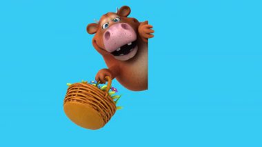 Çizgi film karakteri çiçekli inek - 3 boyutlu animasyon 