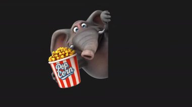 Patlamış mısırlı iş adamı fil çizgi film karakteri - 3 boyutlu animasyon 