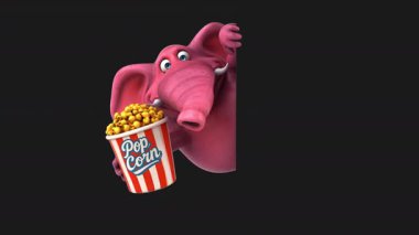 Patlamış mısırlı iş adamı fil çizgi film karakteri - 3 boyutlu animasyon 