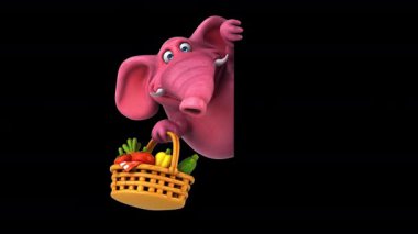 Sebzeli iş adamı fil çizgi film karakteri - 3 boyutlu animasyon 