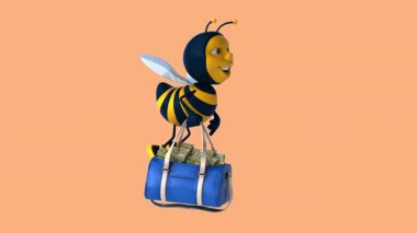 Komik çizgi film karakteri arısı para çantasını tutuyor - 3 boyutlu animasyon 