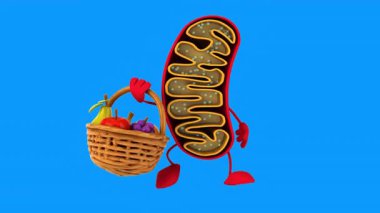 3 boyutlu eğlenceli çizgi film karakteri mitokondri dolu meyve septi 