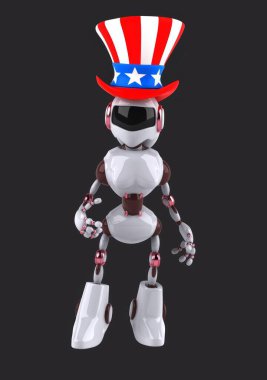 Sam Amca şapkalı 3 boyutlu komik robot.