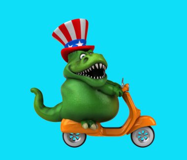 Sam Amca şapkalı 3 boyutlu komik bir dino.