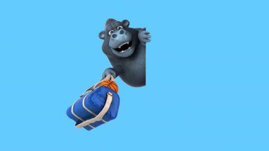 Spor çantalı eğlenceli orangutan çizgi film karakteri 