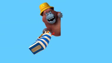 Eğlenceli orangutan çizgi film karakteri plaj çantası