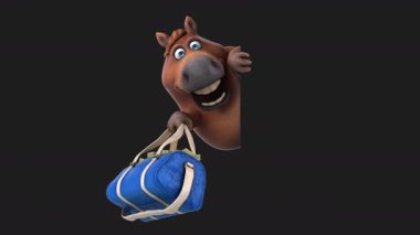 Para çantalı komik çizgi film karakteri at - 3 boyutlu animasyon 