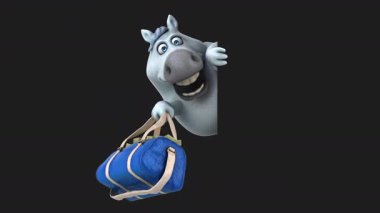 Para çantalı komik çizgi film karakteri at - 3 boyutlu animasyon 