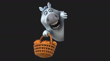 Komik çizgi film karakteri atı hamur işleriyle - 3 boyutlu animasyon 