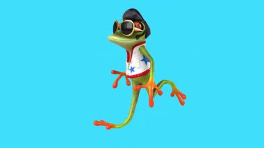 Eğlenceli üç boyutlu çizgi film karakteri. Şirin Koşan Kurbağa 