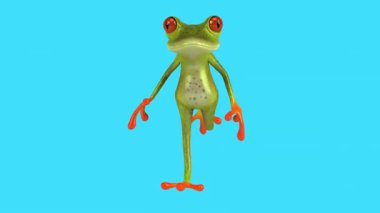 Eğlenceli üç boyutlu çizgi film karakteri. Şirin Koşan Kurbağa 