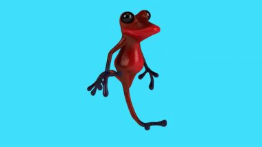 Eğlenceli üç boyutlu çizgi film karakteri. Şirin Koşan Kurbağa 