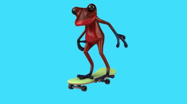Eğlenceli üç boyutlu çizgi film karakteri. Şirin Kurbağa Kayıyor