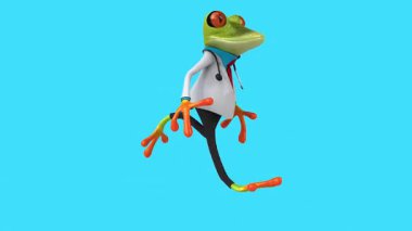 Eğlenceli üç boyutlu çizgi film karakteri. Şirin Koşan Kurbağa 